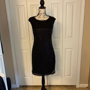 VENUS Black Sequin Midi Dress